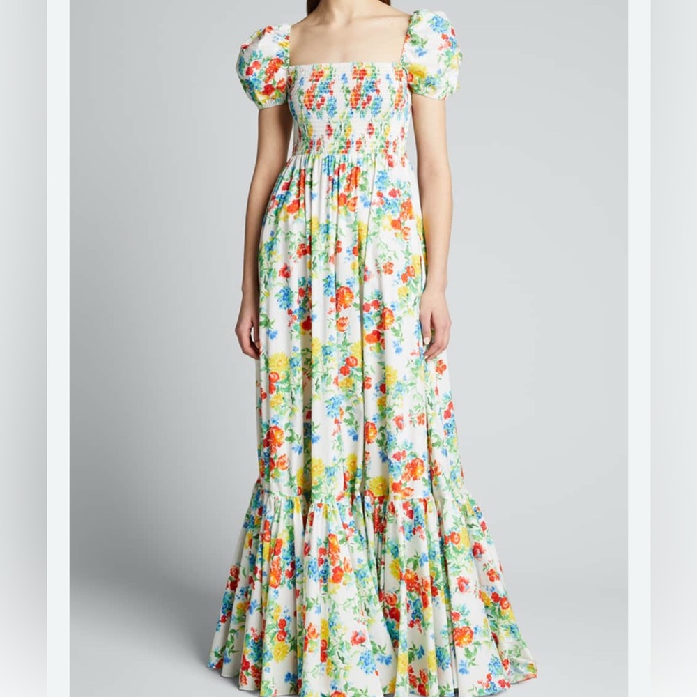 Caroline Constas Floral Floor Length Dress